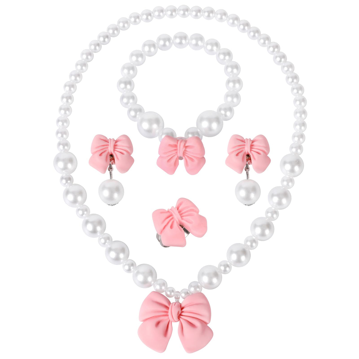 BaobaoJoy princess necklace with bow pendant pink