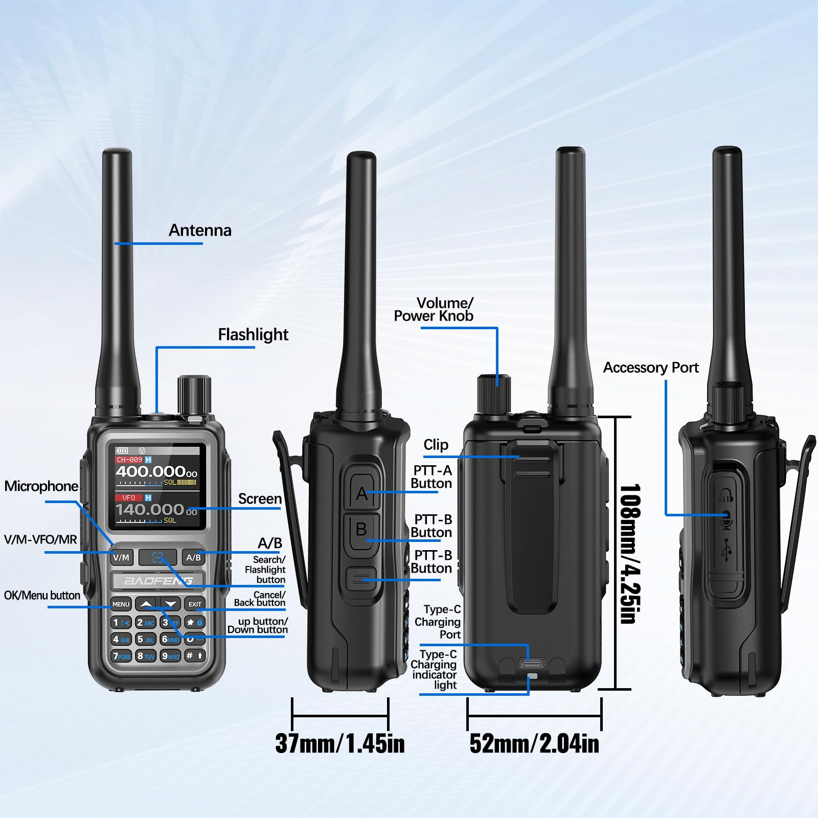 Baofeng UV-5R Mini larger display and color screen