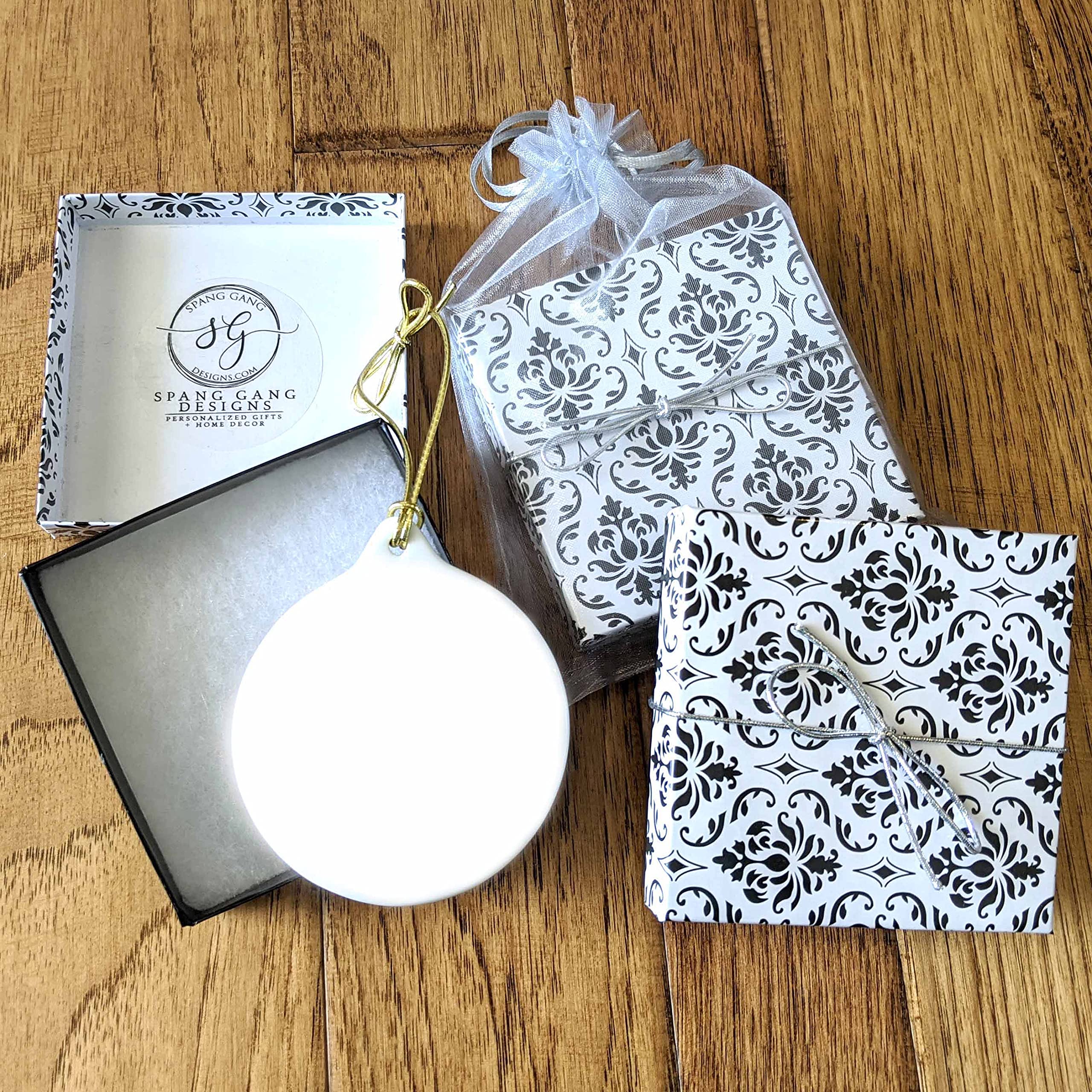 Gift box ready baptism ornament with ribbon