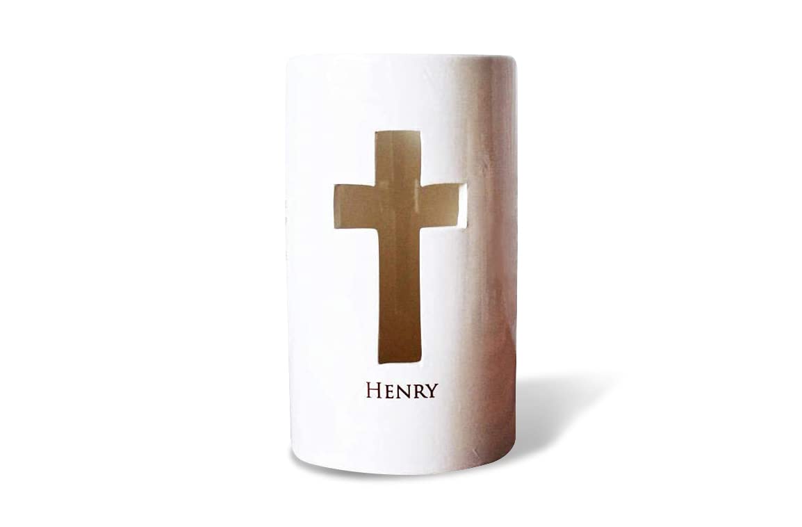 Baptism Gift Cross Votive made of earthenware clay