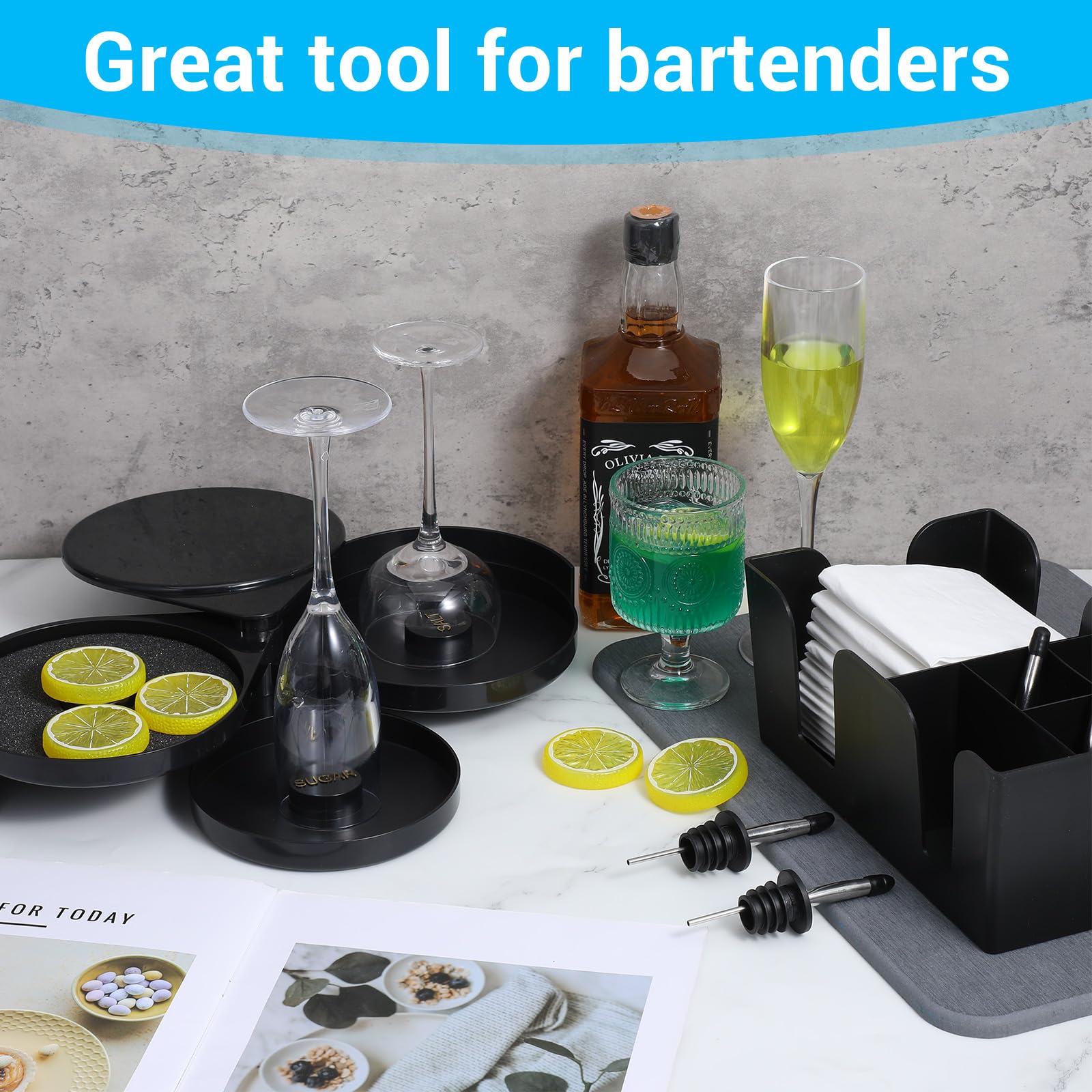 bar organizer with six compartments