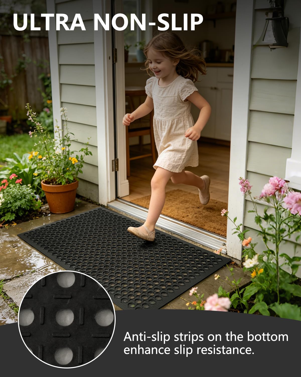 Mat made from recycled waste tires for outdoor use