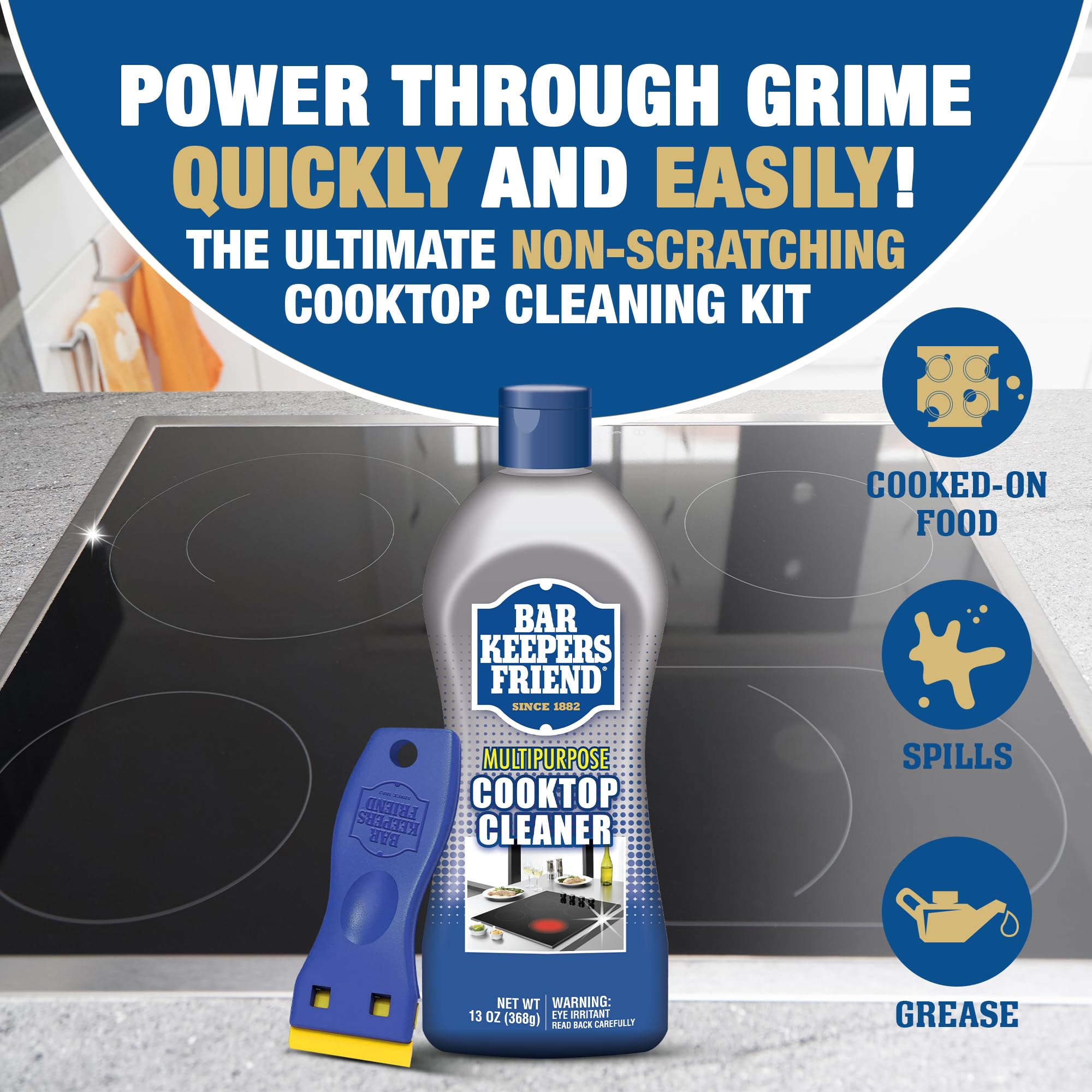 Cooktop cleaner for glass and ceramic stove tops