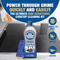 Cooktop cleaner for glass and ceramic stove tops