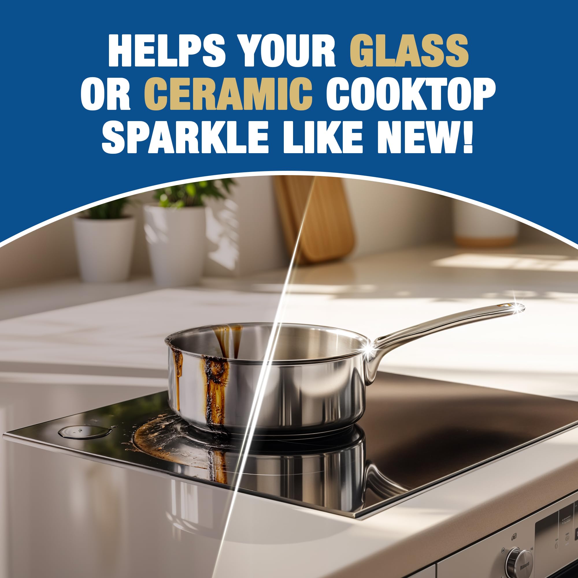 Cooktop cleaner for ceramic and glass surfaces