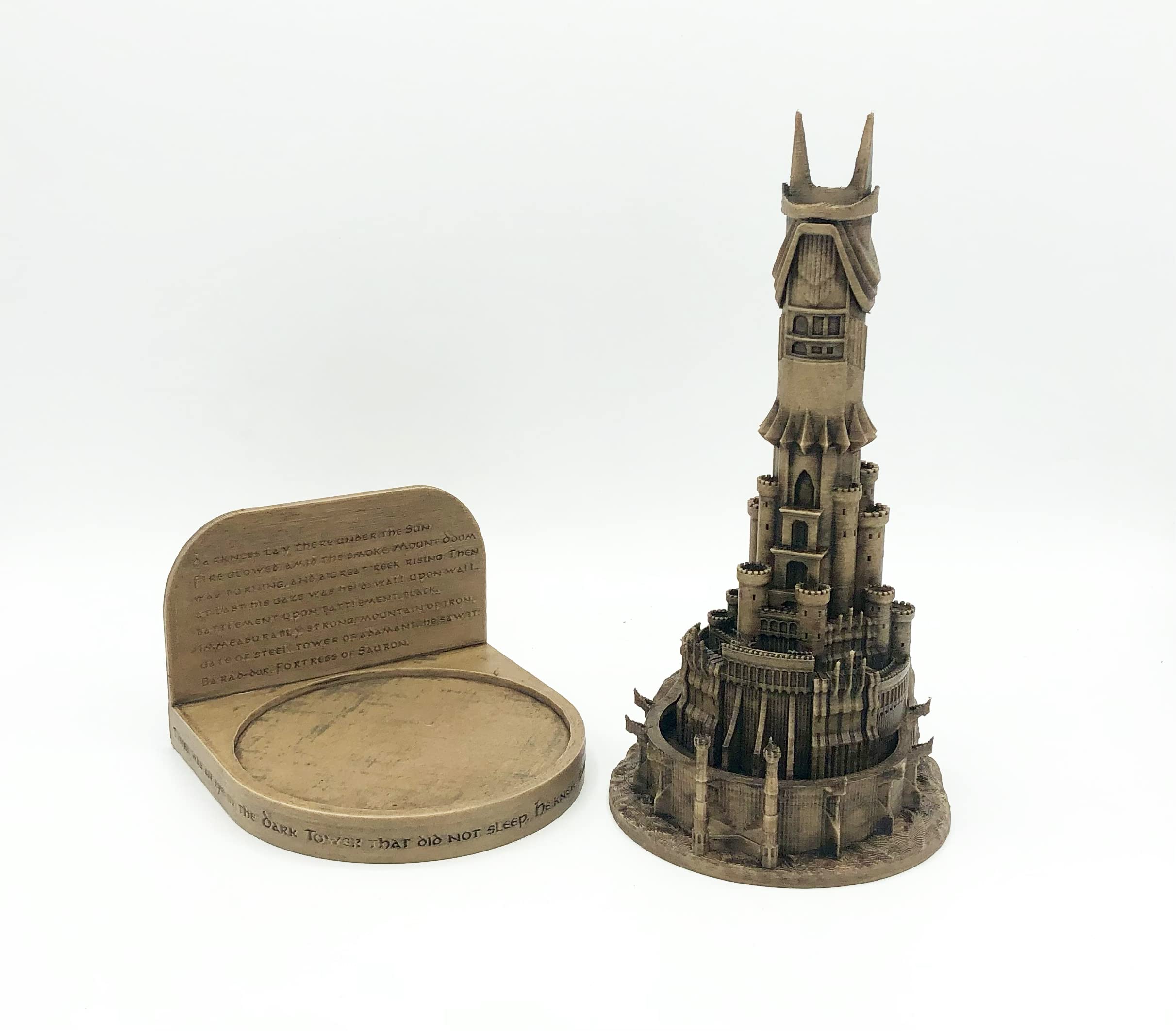 Middle Earth Tolkien inspired bookends in a desk setup