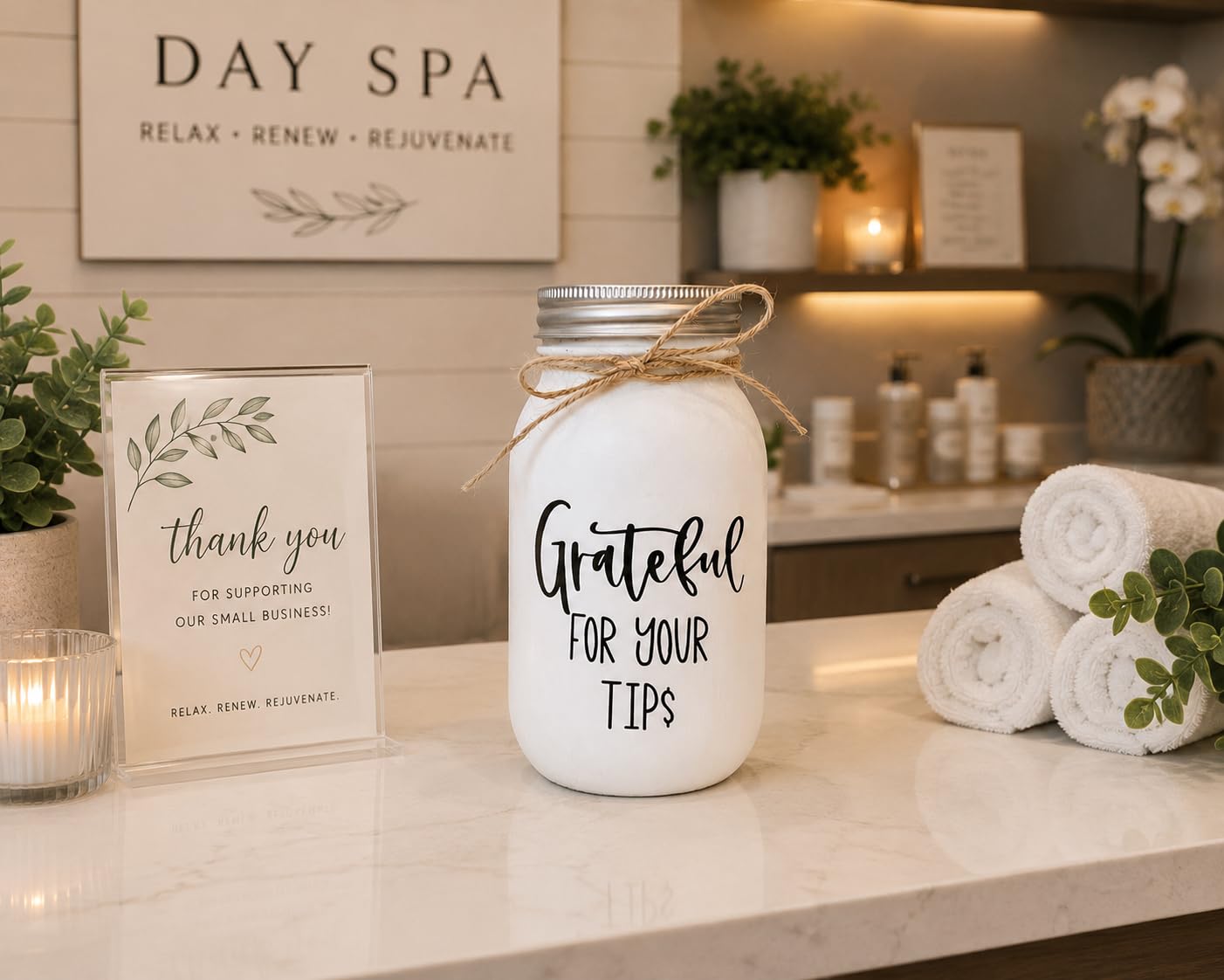 Exterior painted tip jar with unpainted interior for safe use