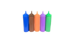 bark and lindy Rainbow Colors 12 oz BPA Free Condiment Squeeze Bottle with twist on cap for sauces