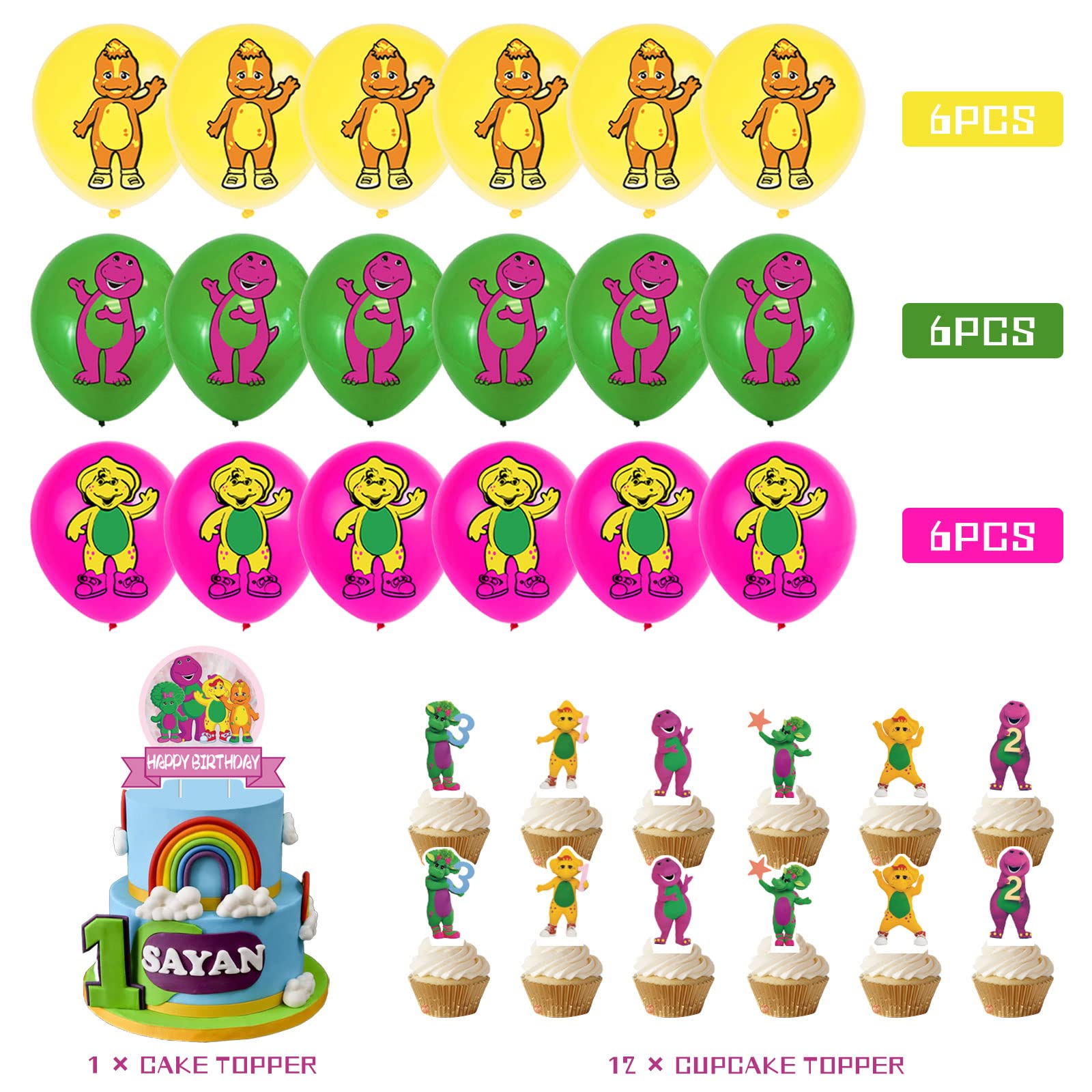 Barney cupcake toppers included in party kit