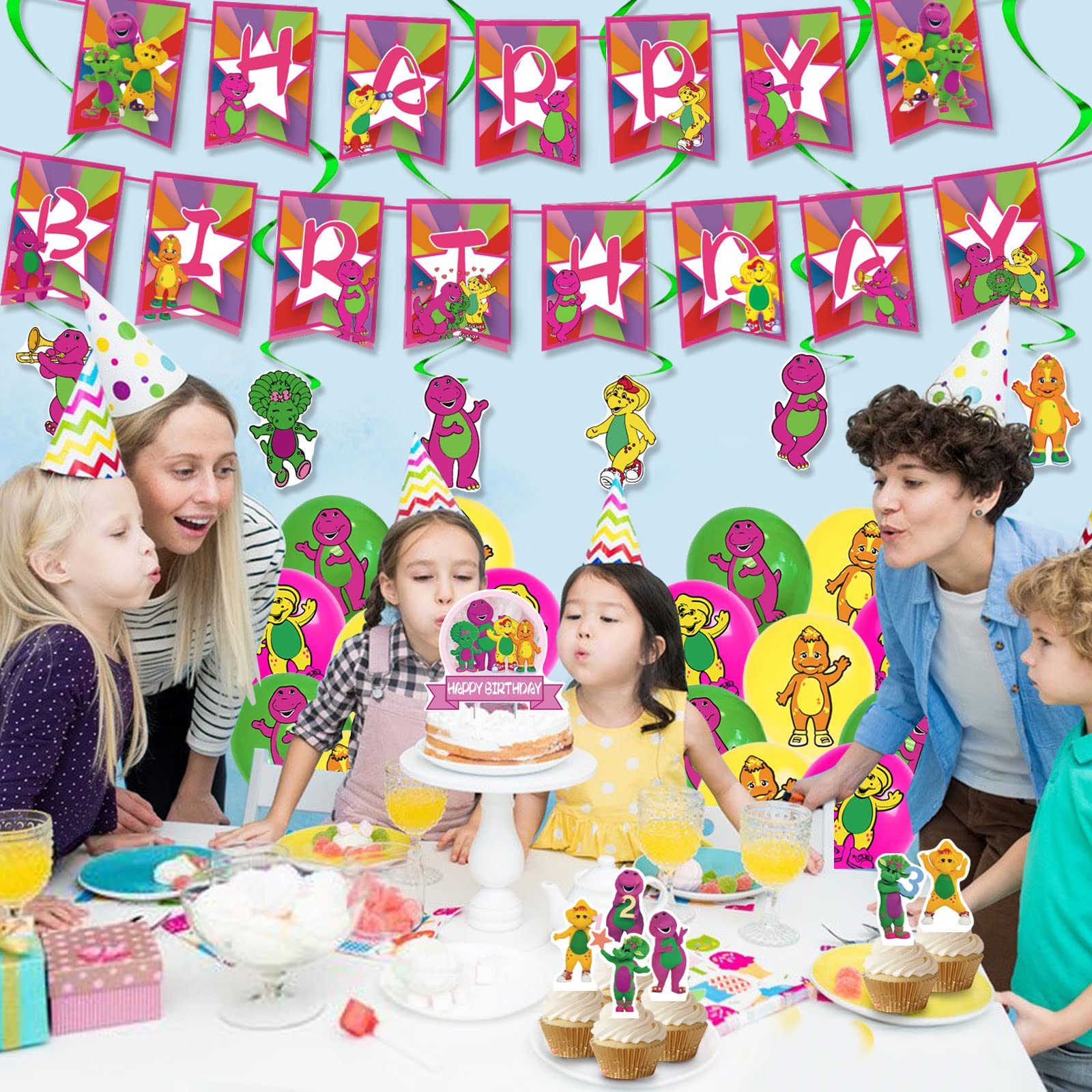 18 latex balloons with 3 designs for Barney party