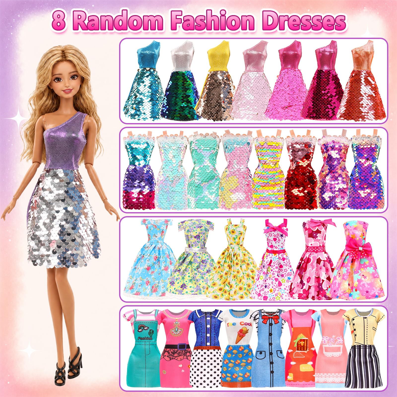 Floral dresses for 11.5 inch BARWA dolls