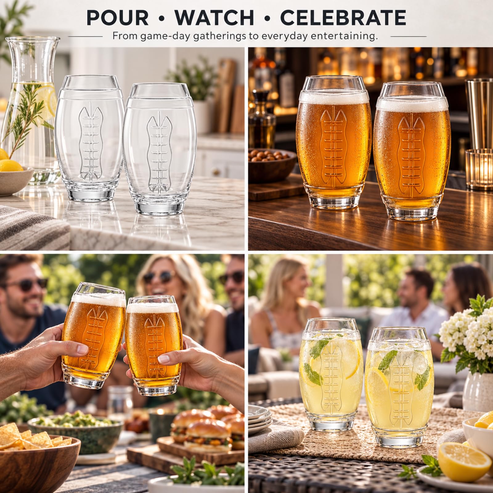 Game day barware set for men showing football theme