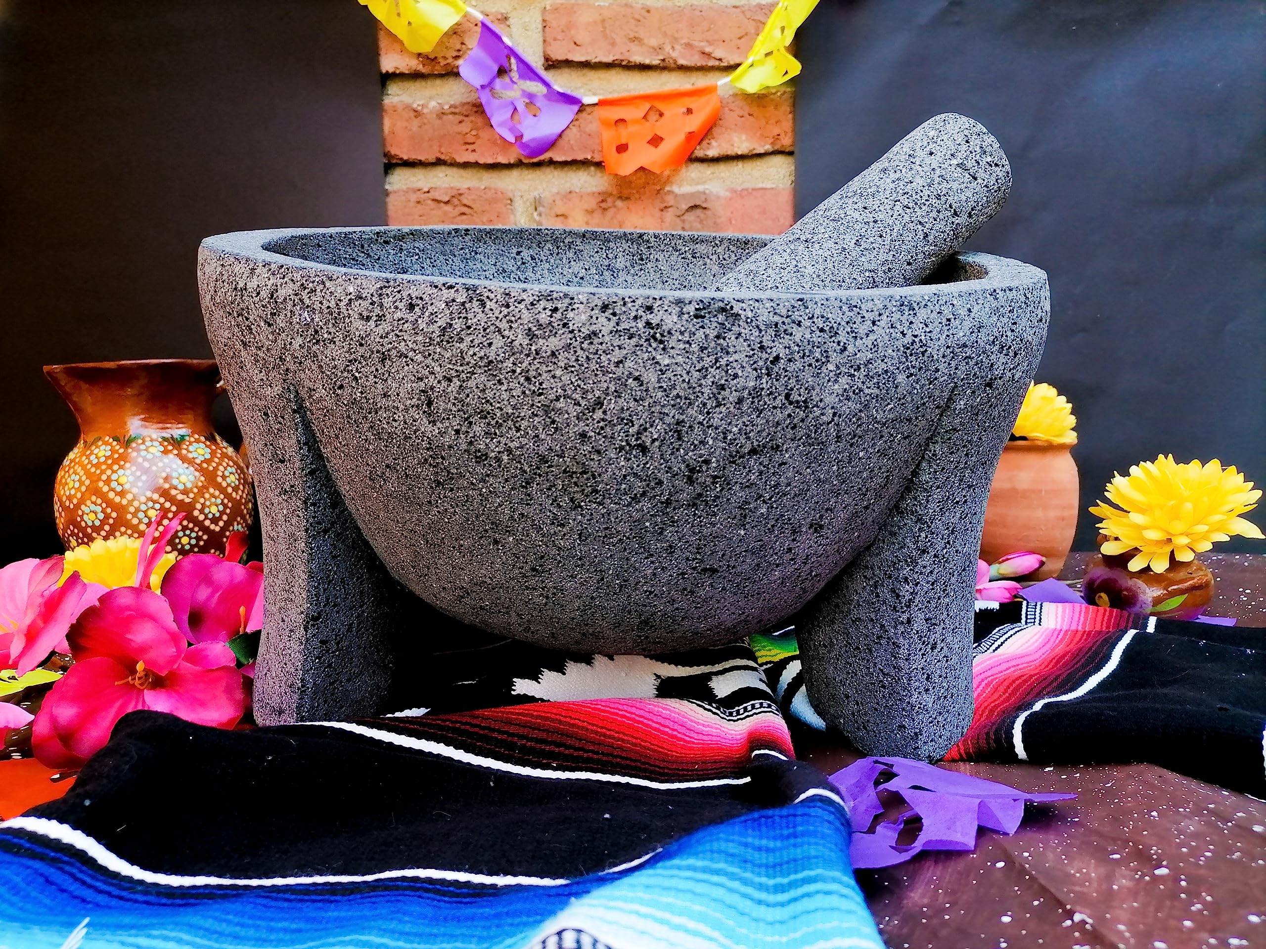basalt volcanic rock molcajete ready for grinding spices and herbs