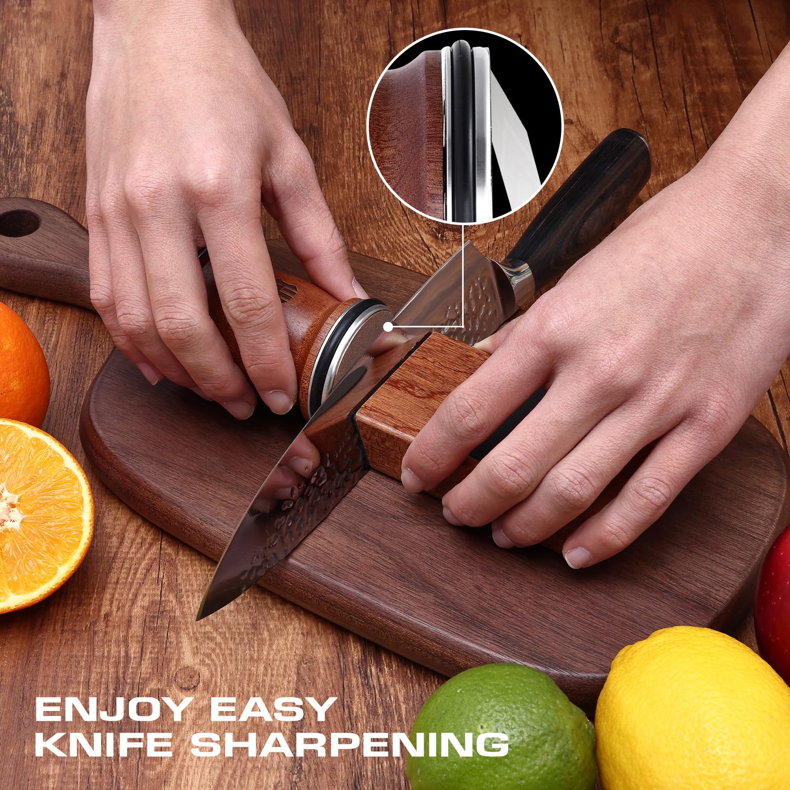 Rolling Knife Sharpener Kit 15-degree base in use