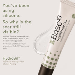 Base18 HydroSil Scar Gel 30ml applied to surgical scar