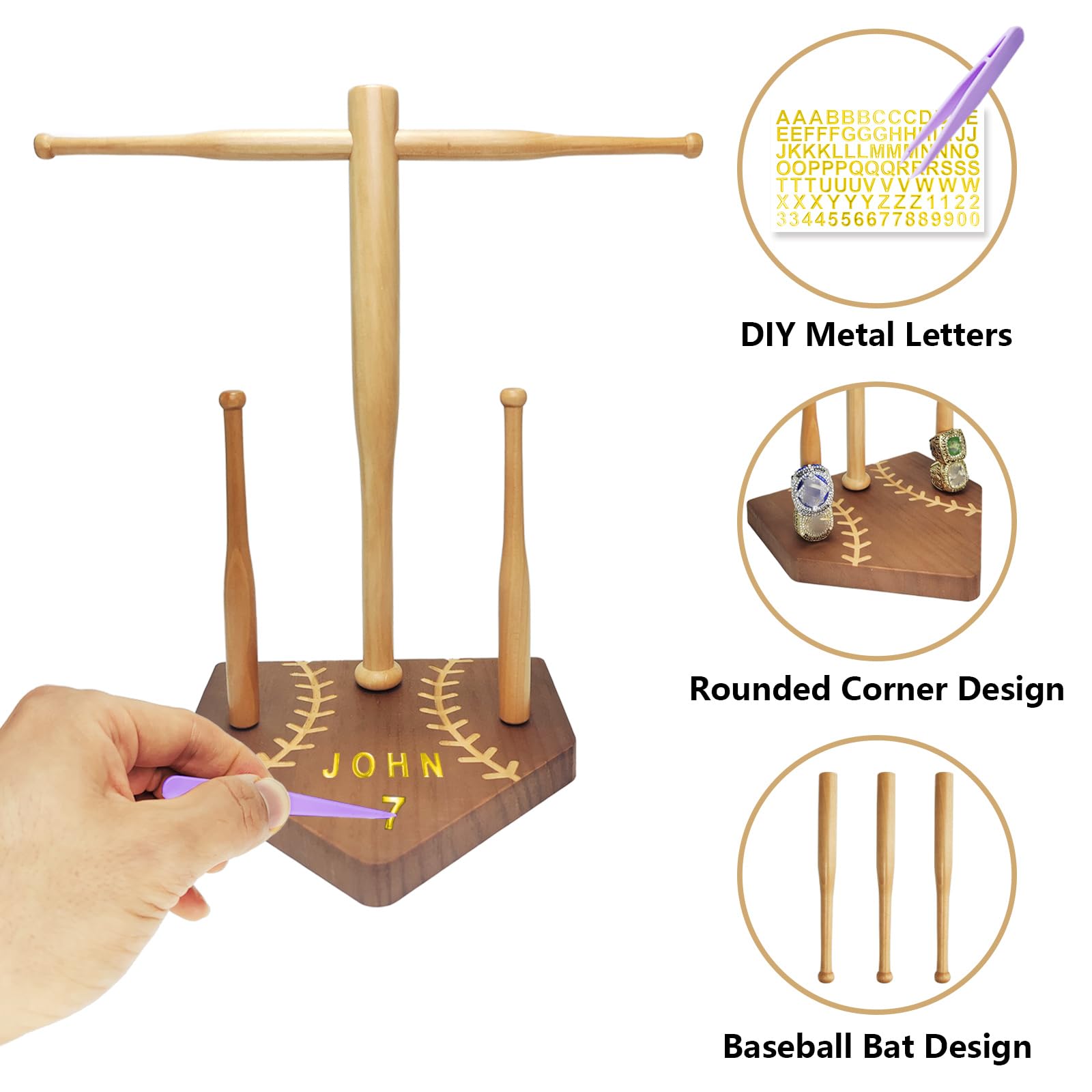 Baseball Bat Stand design details showing screw mortise