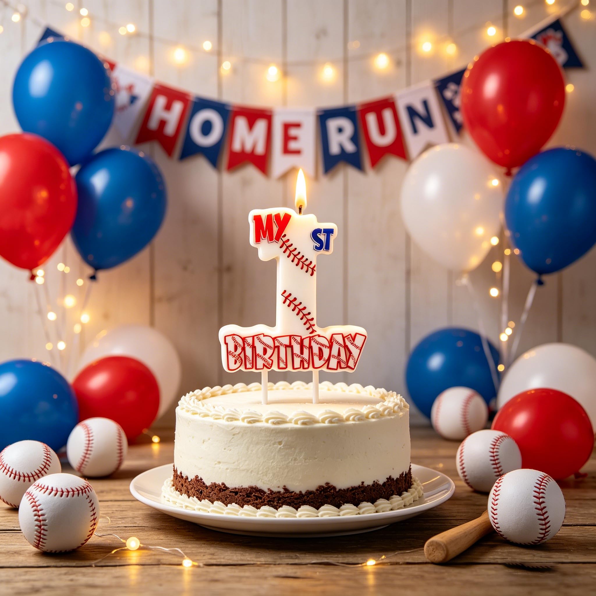 1st birthday baseball party candle for kids