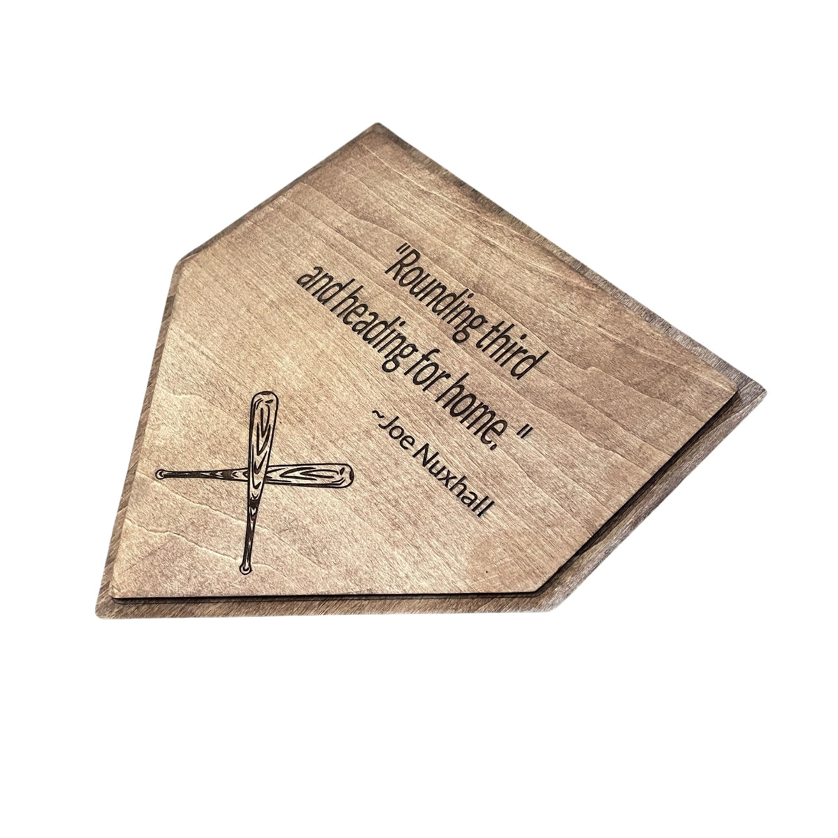 Baseball Home Plate Wall Decor 11.4 inches wide by 10.9 inches high with Joe Nuxhall quote