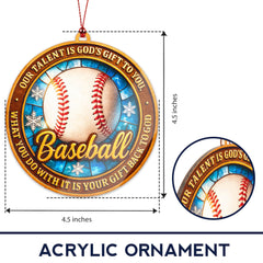 Baseball Ornament Suncatcher window effect in daylight