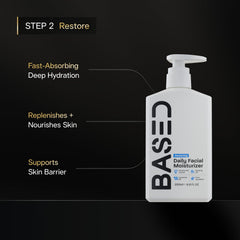 Purifying Face Wash and Restoring Moisturizer duo set layout