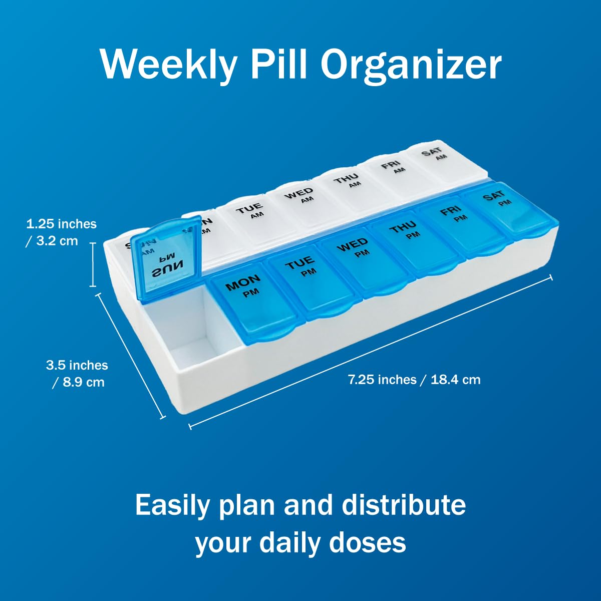 Weekly pill planner by Basic Care with clear lid