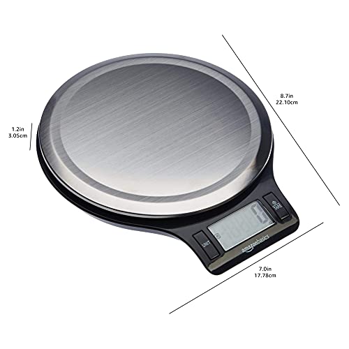 Dimensions 8.3 x 7 x 1.3 inches for Basics Digital Kitchen Scale