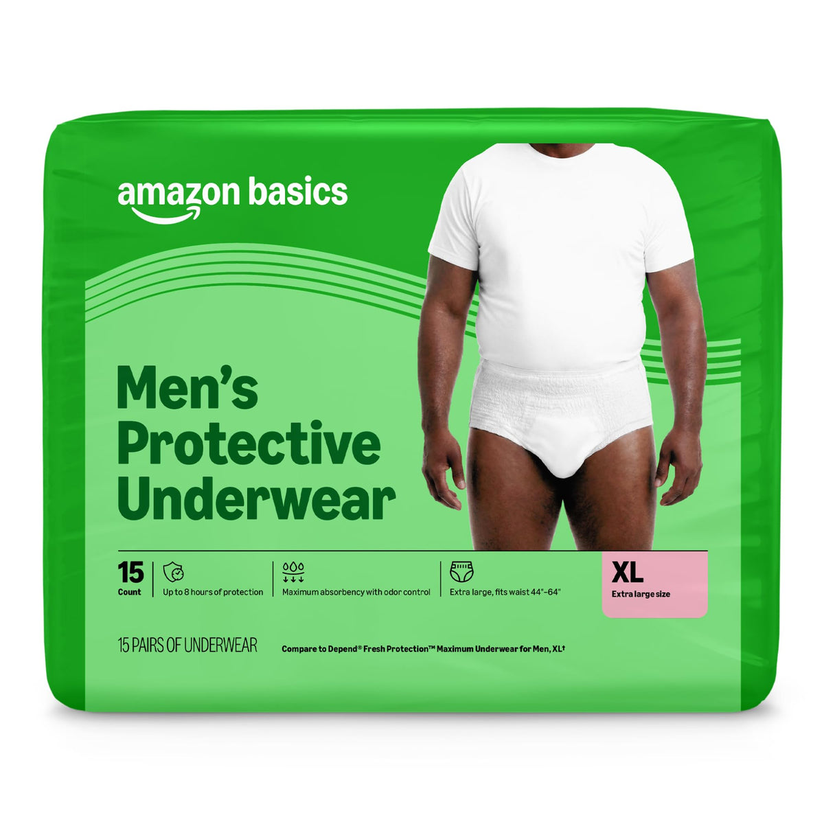 Basics Incontinence Underwear for Men XL 15 pack front view