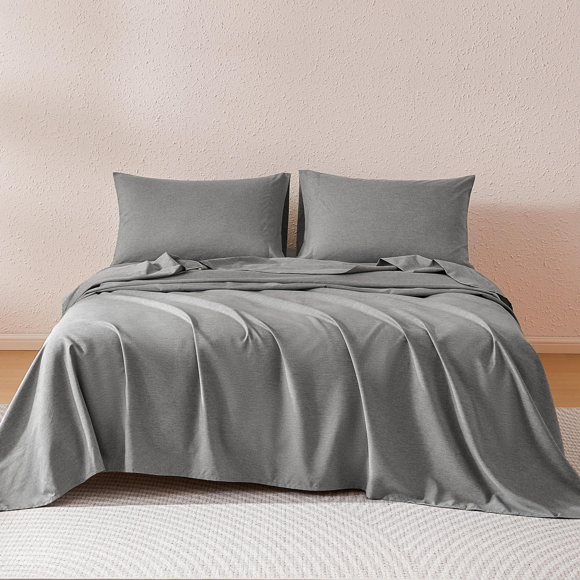 basics sheet set queen gray fitted sheet 60 x 80 x 16 deep-pocket