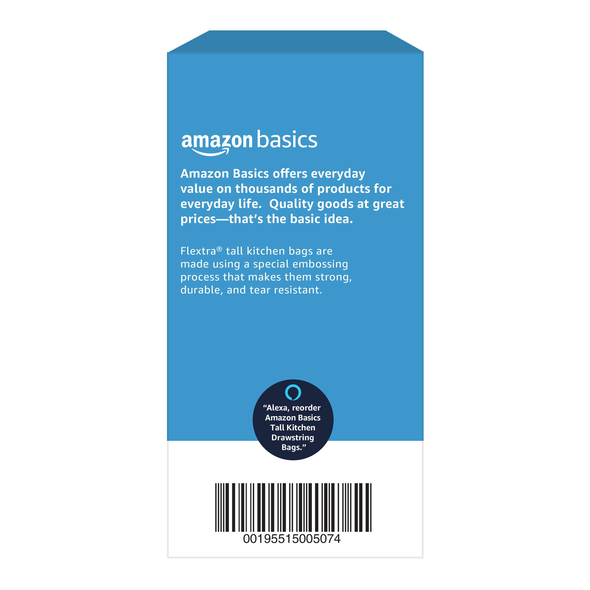 Alexa voice shopping enabled reorder for Basics Flextra trash bags