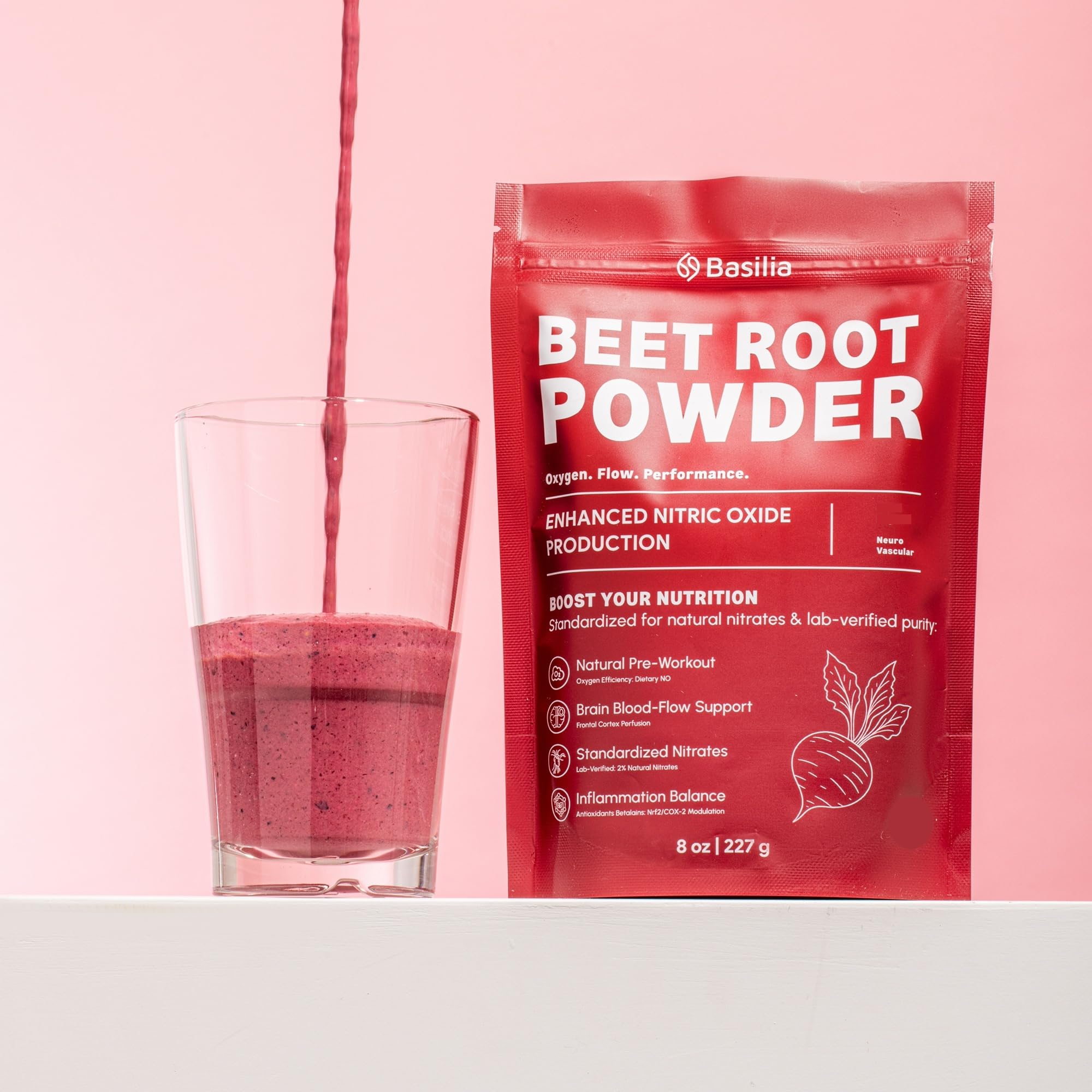 Basilia Beet Root Powder 8 oz serving scoop