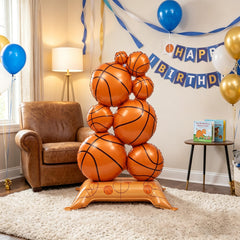Premium foil basketball balloon with sturdy base