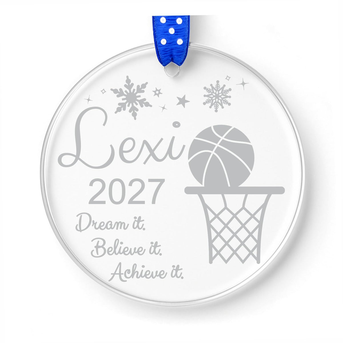 Basketball Ornament 3 inch clear acrylic
