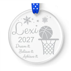 Basketball Ornament 3 inch clear acrylic