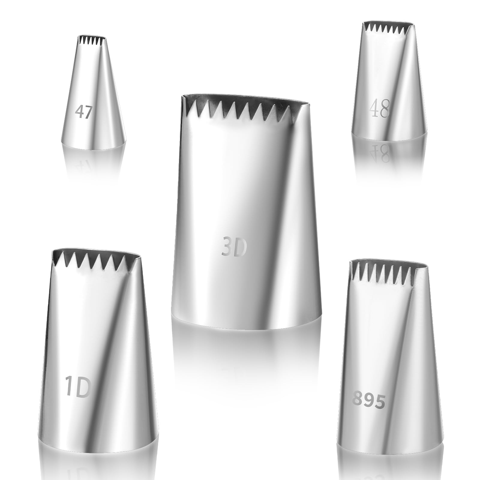 Basketweave Piping Tip Set 5-piece stainless steel nozzles