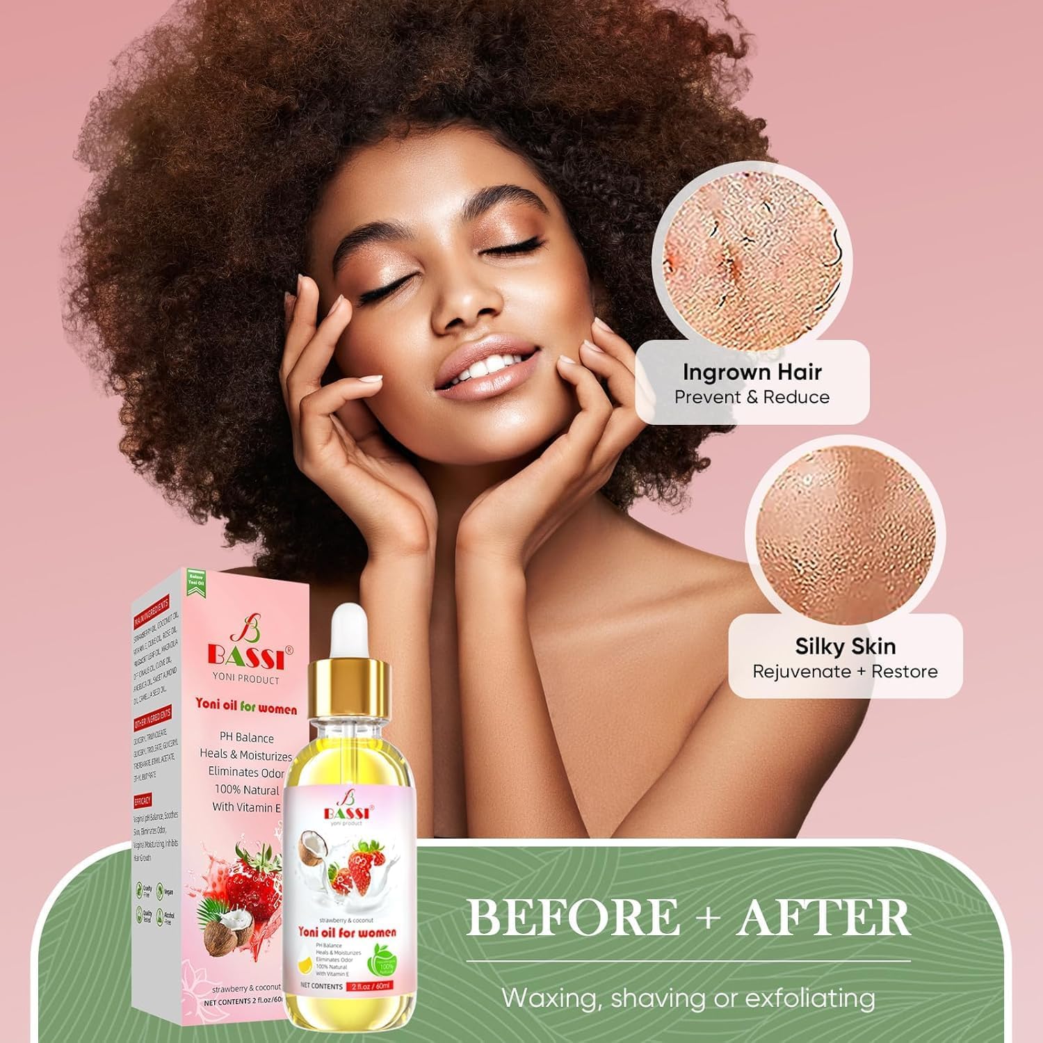 Yoni Oil peach fragrance bottle close up