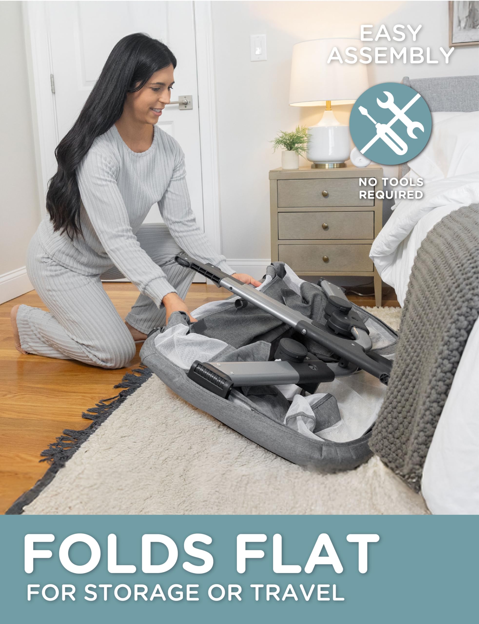 Beside Me Dreamer Bassinet charcoal tweed color close up