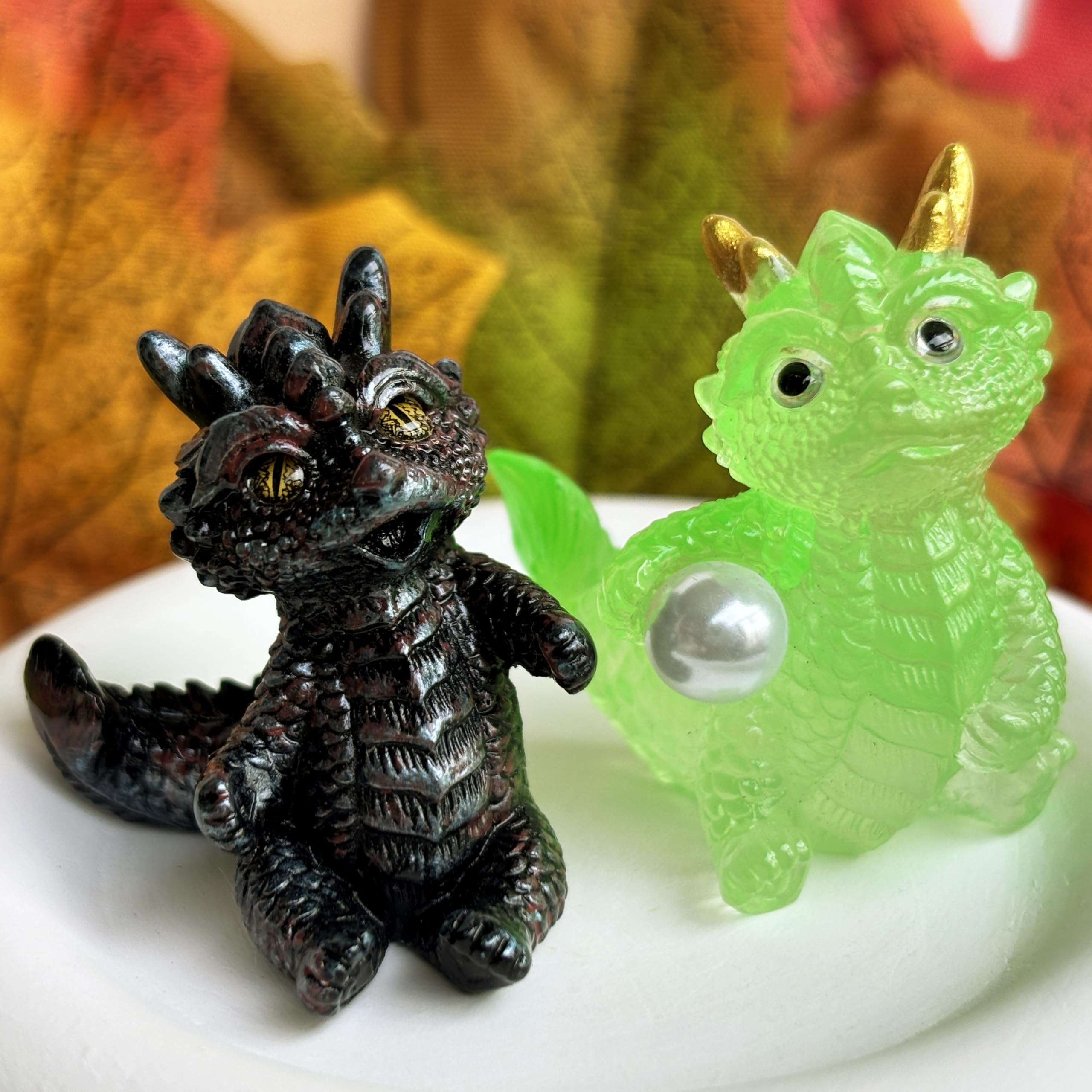 Basuo-9Q seven piece dragon figurines set purple dragon