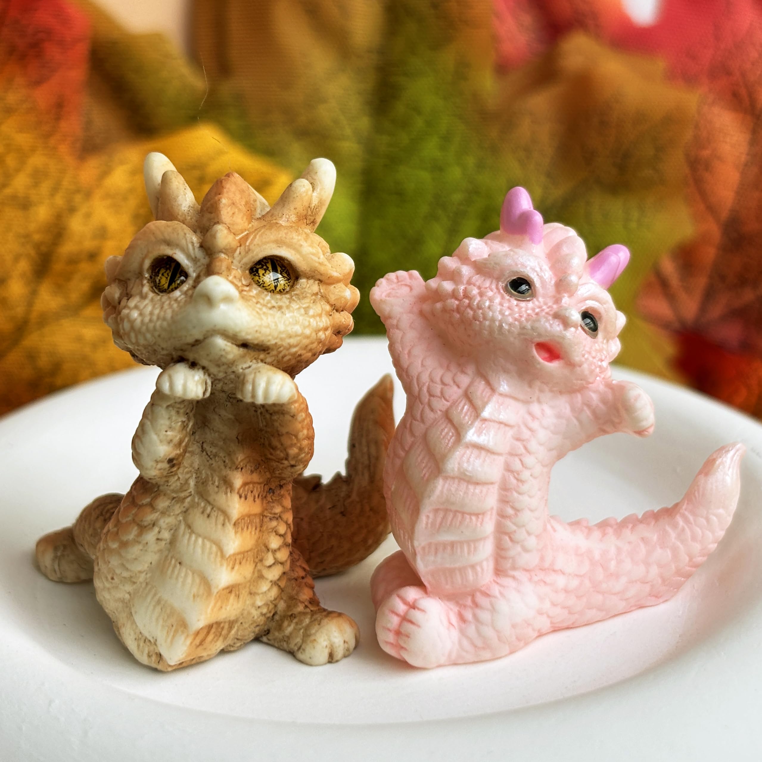 Basuo-9Q seven piece dragon figurines set pink dragon