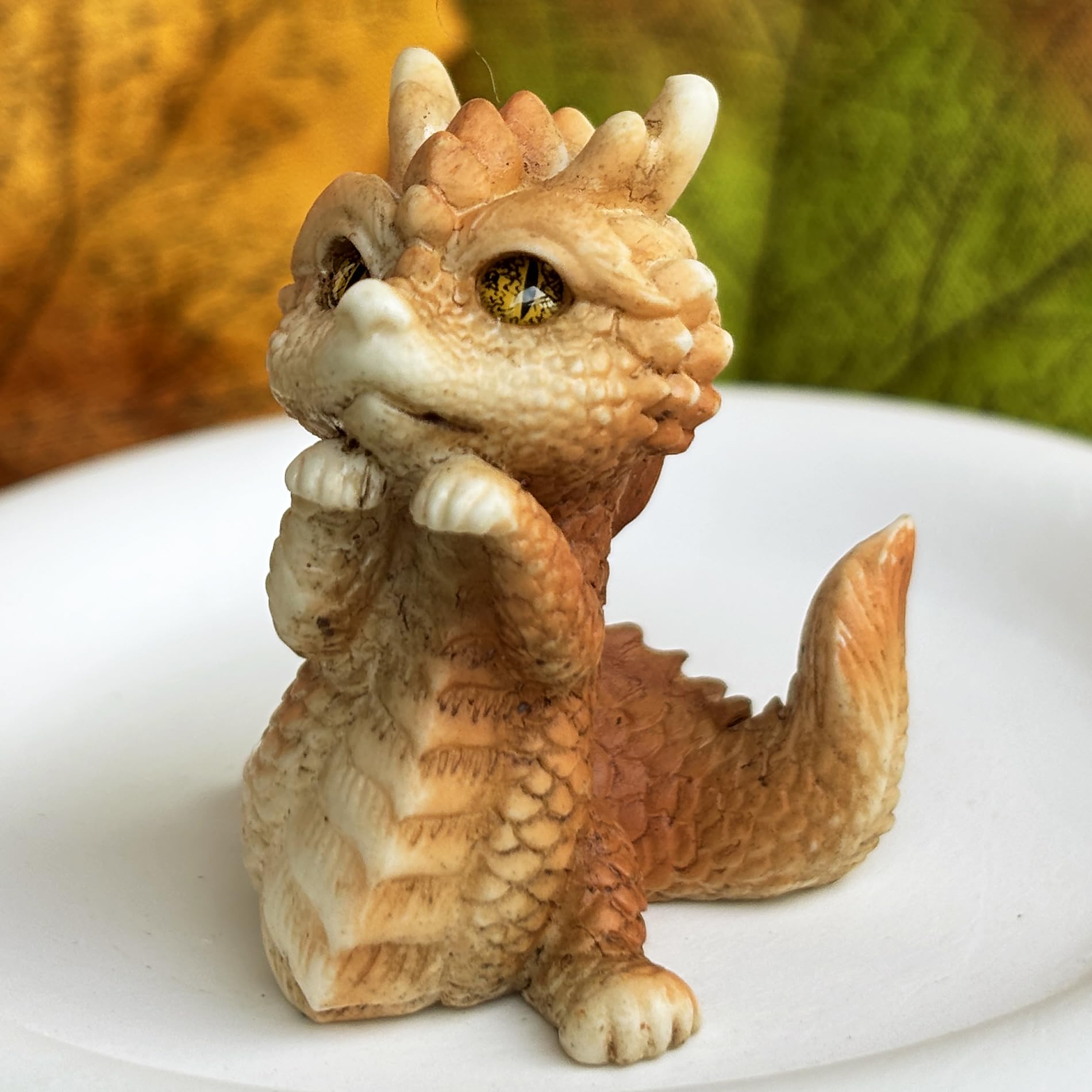 Basuo-9Q seven piece dragon figurines set orange dragon