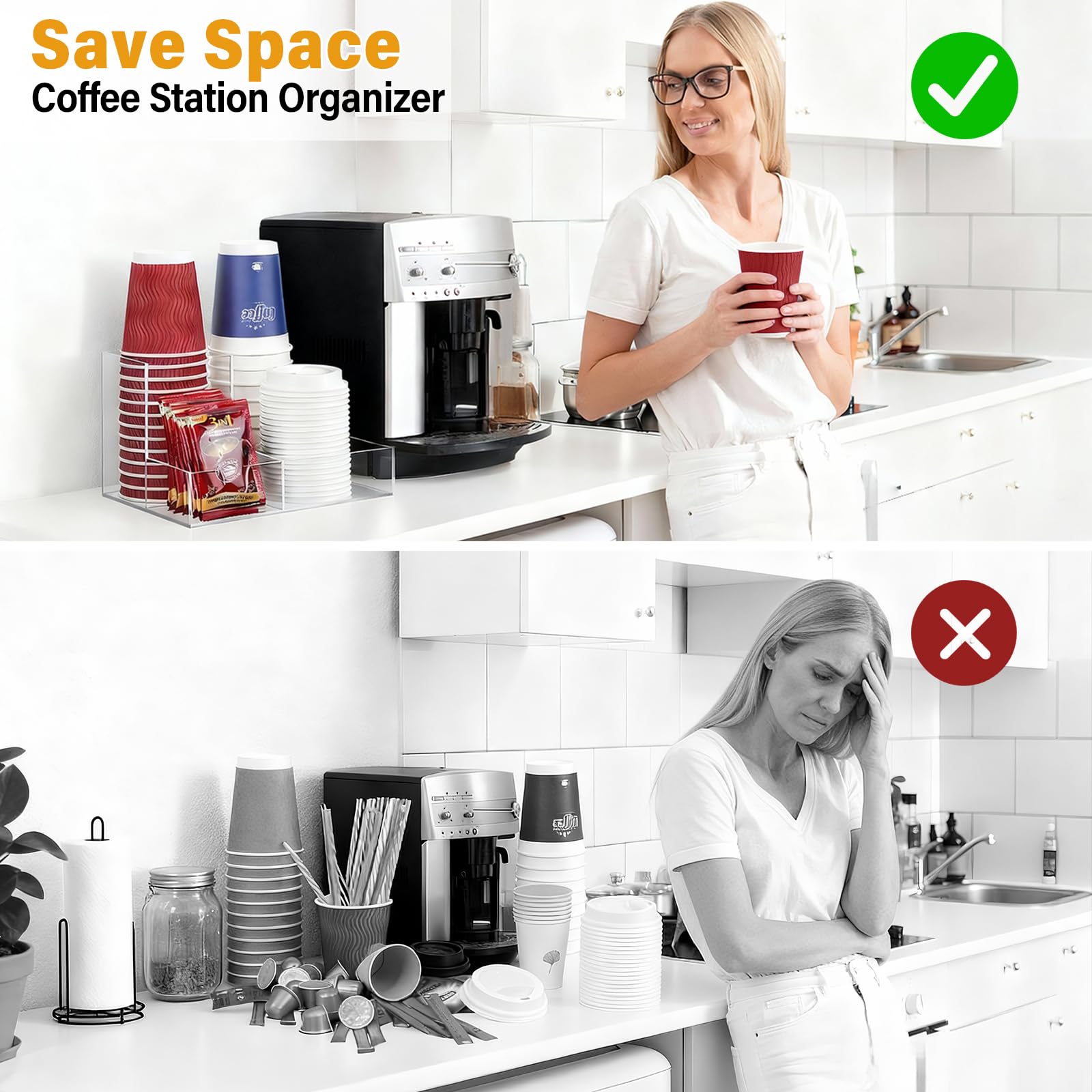 Rectangular compartment holding cups and stirrers in Basysnck organizer