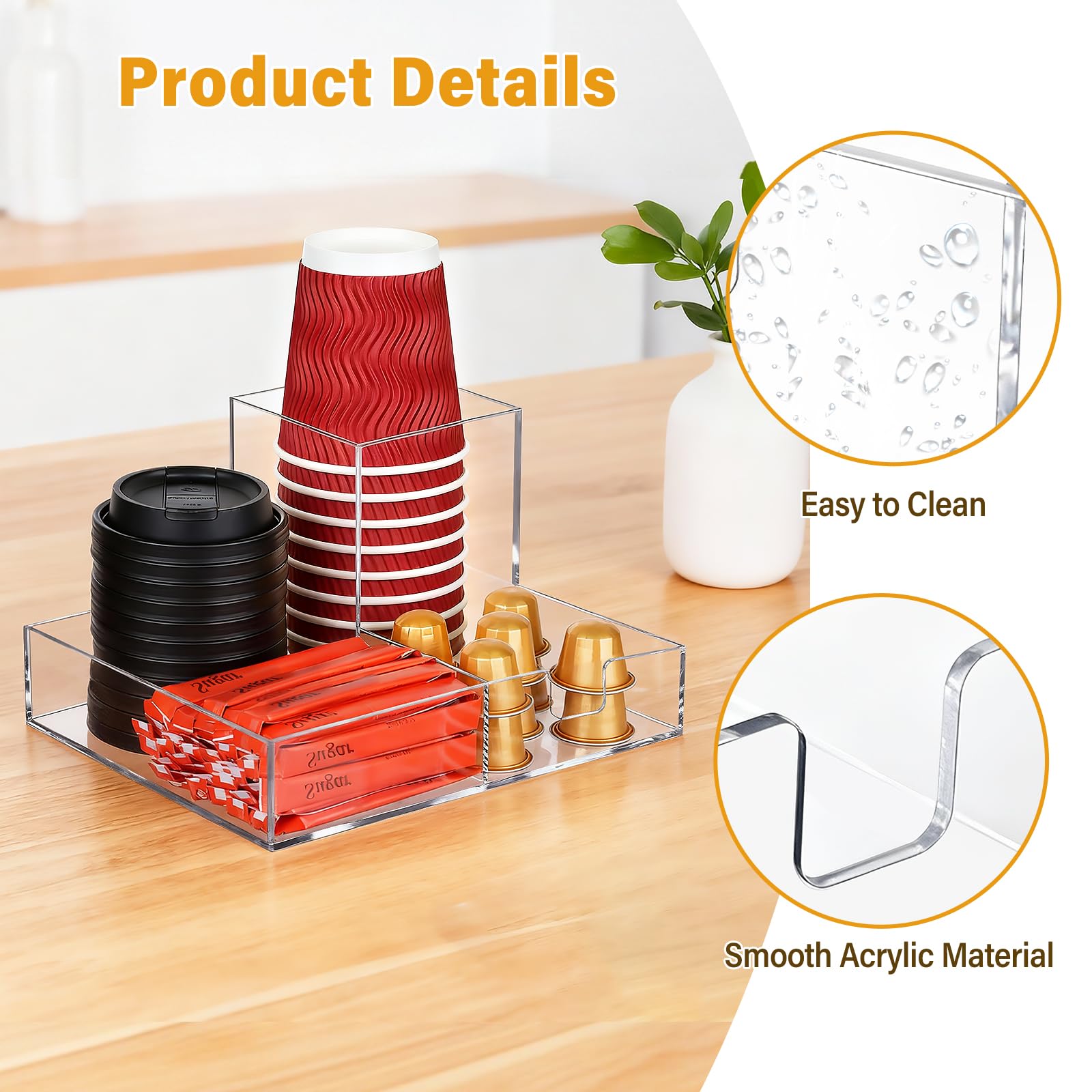 Close up of laser cut edges on Basysnck acrylic organizer