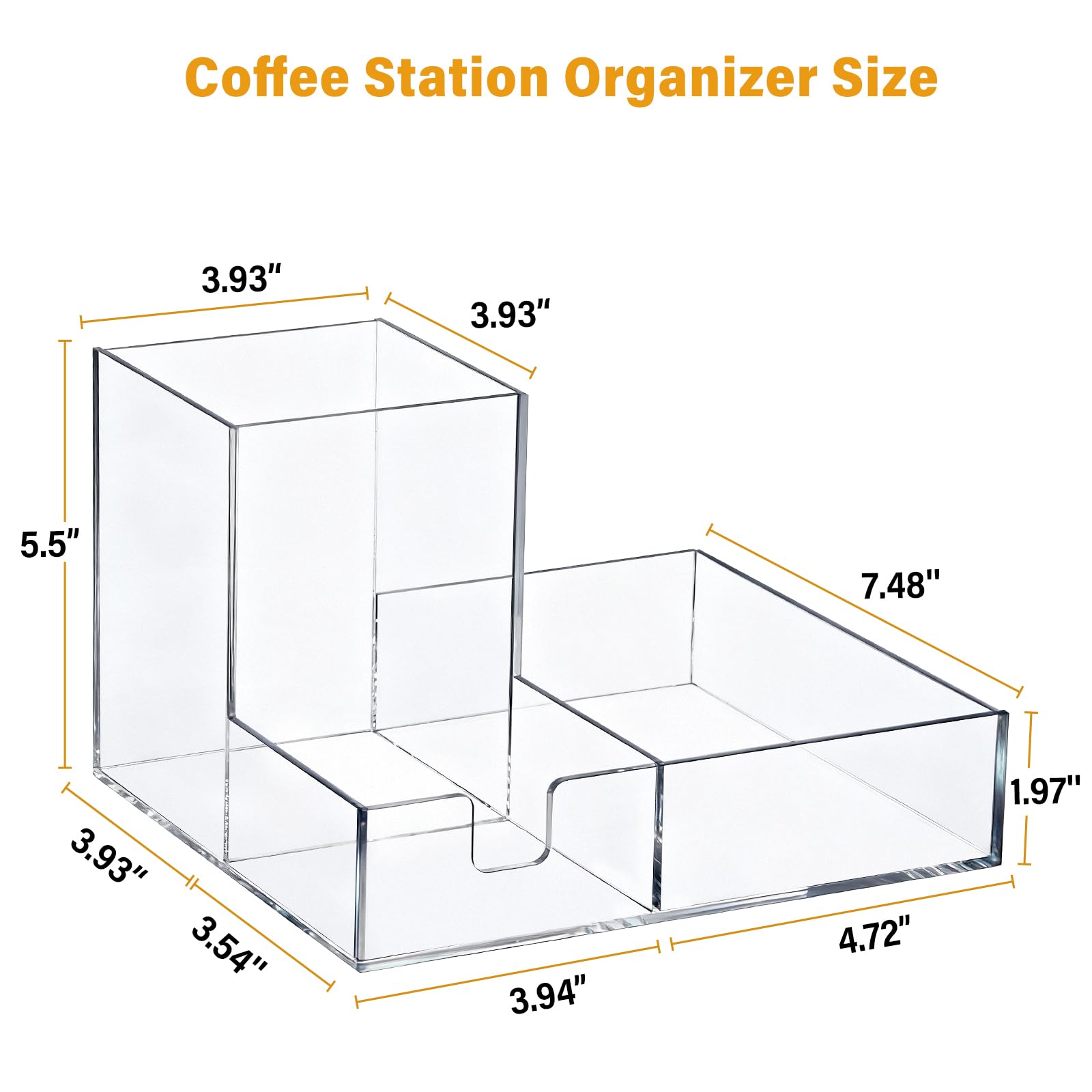 Tall compartment storage in Basysnck coffee station organizer