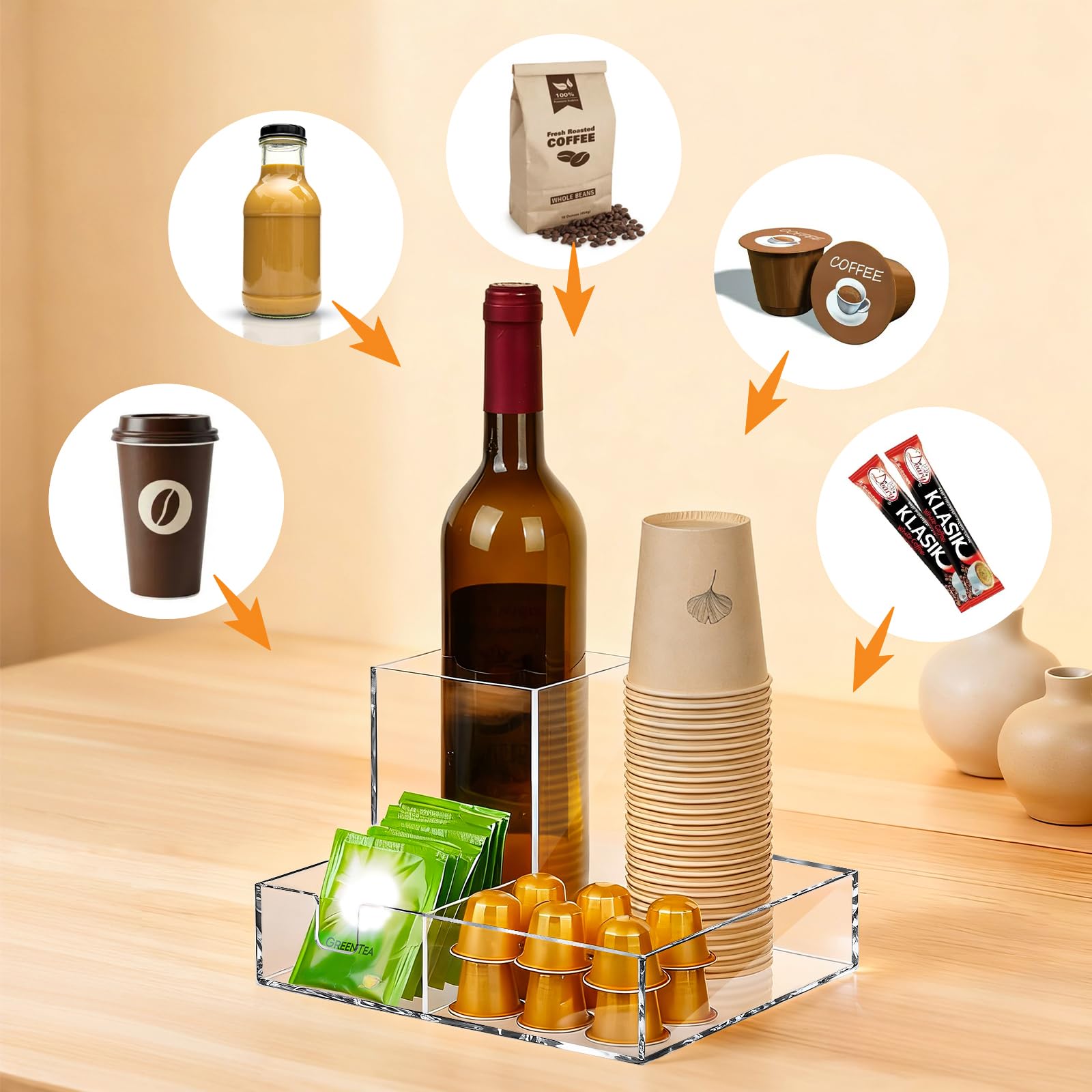 Decor and gift idea Basysnck coffee bar organizer for coffee lovers