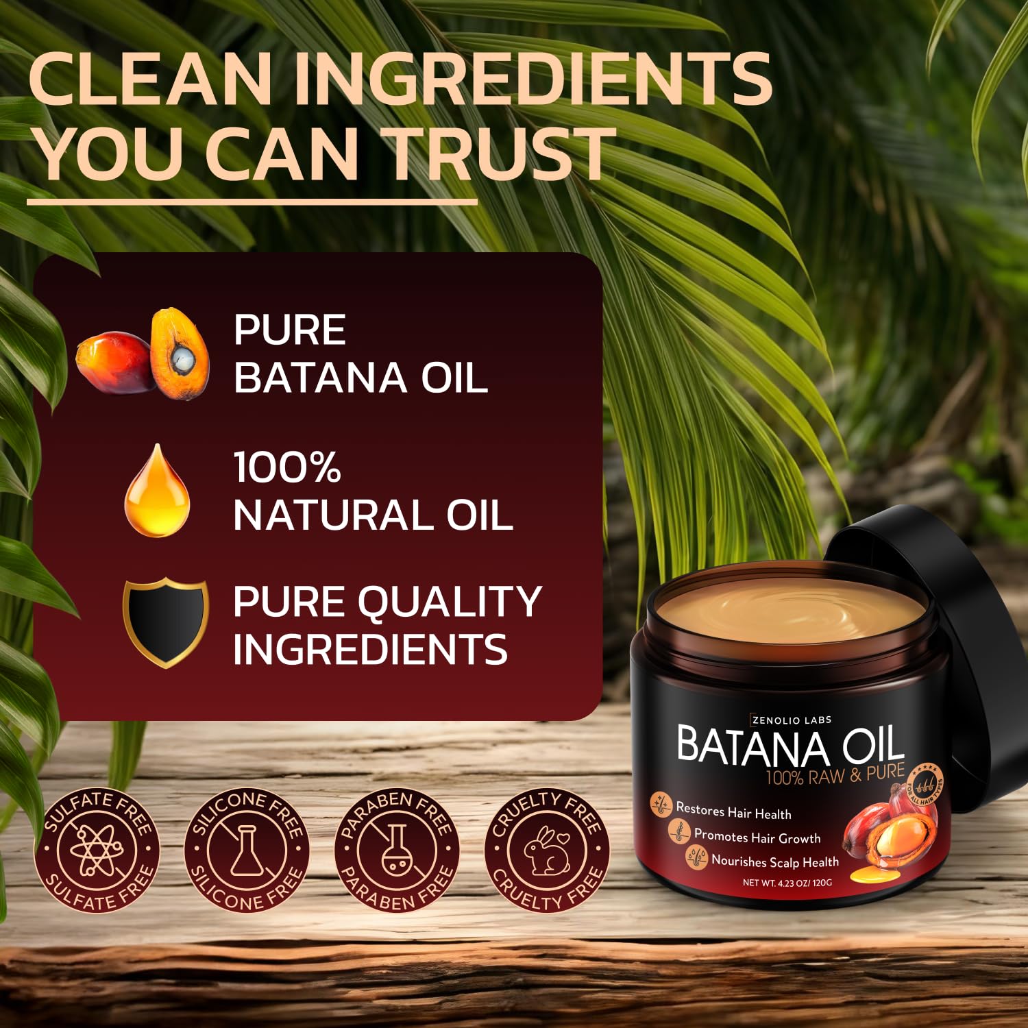 Zenolio Labs Batana Oil for Hair Growth label and packaging image