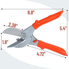 Close up of Bates miter shears steel blade and heavy duty frame