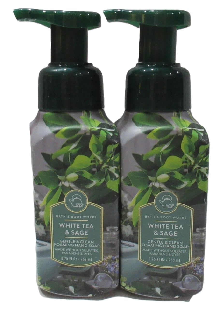 Bath and Body Works White Tea & Sage Gentle Foaming Hand Soap 2-pack bottles
