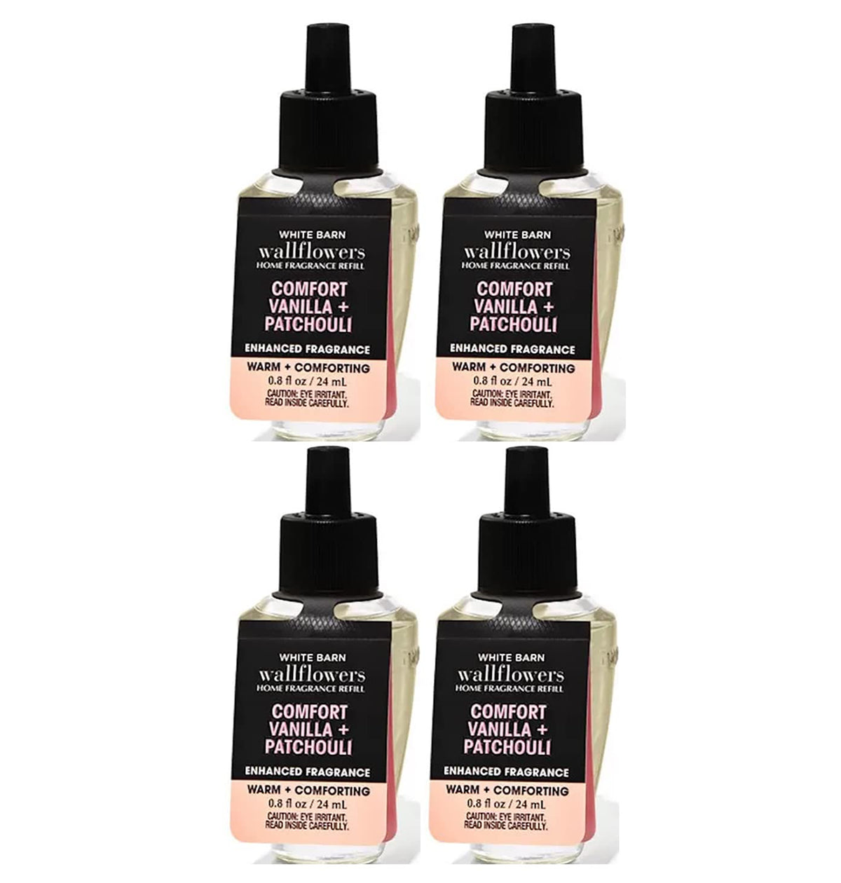 Bath & Body Works Comfort Vanilla Patchouli WallFlowers fragrance refill 4-pack total 3.2 fl oz