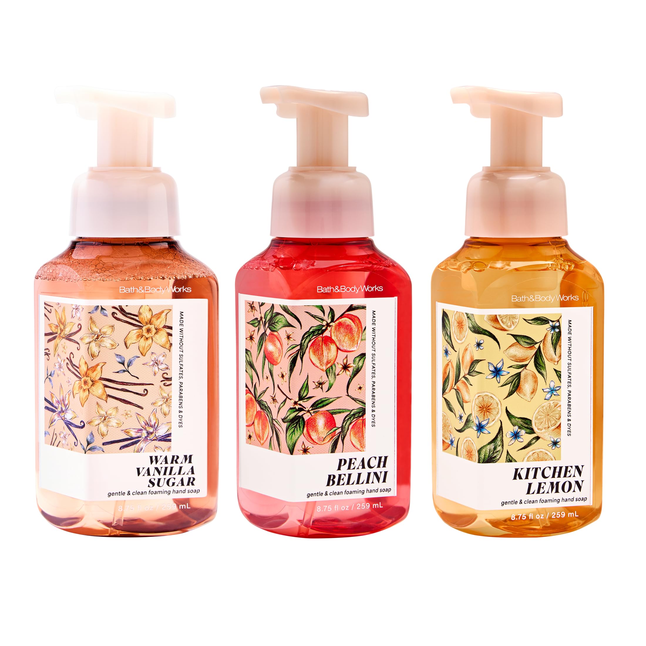 Bath & Body Works Vanilla Bellini Lemon foaming hand soap bundle packaging