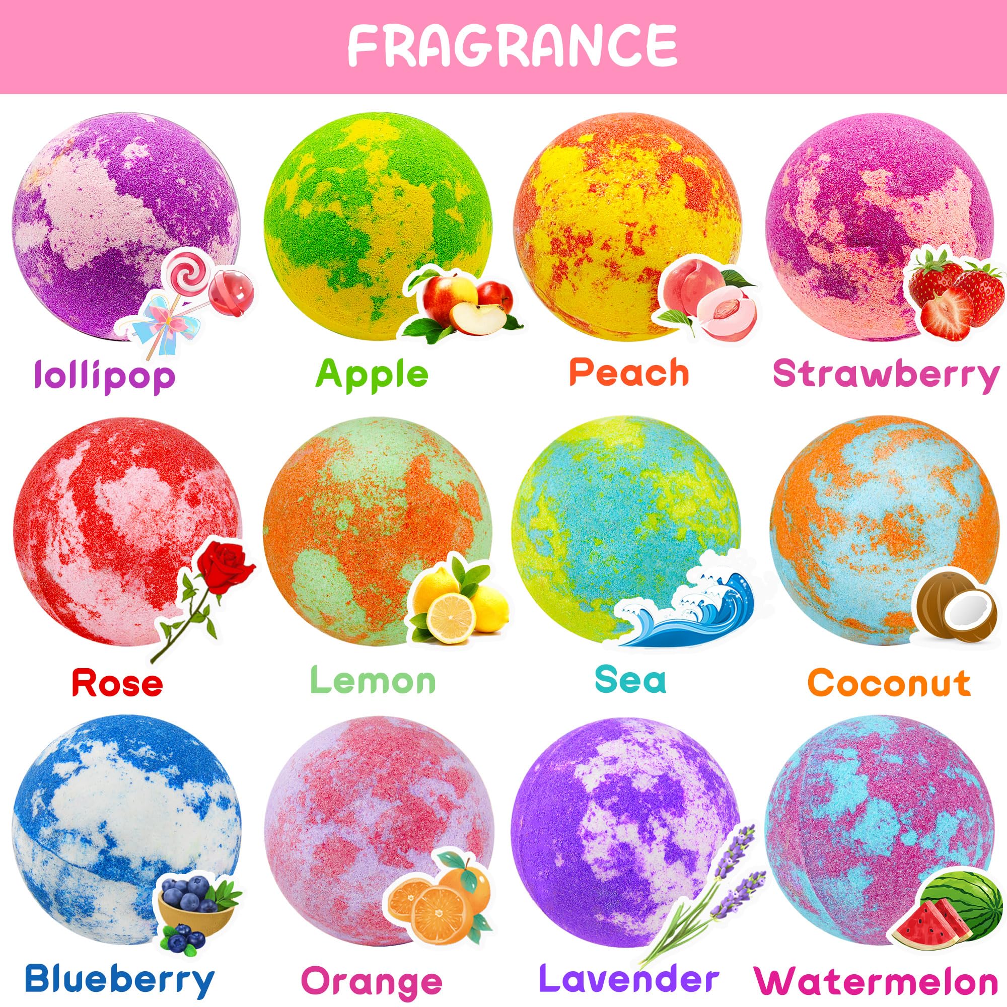 12 piece unicorn bath bombs for kids with toy bracelets