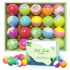 20 organic bath bombs gift set for women individually wrapped